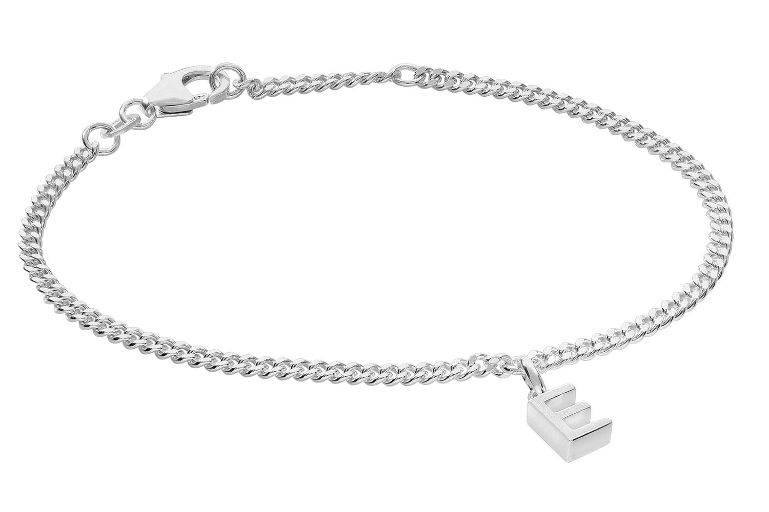 trendor Mädchen-Armband mit Buchstabe E 925 Silber Rhodiniert 21590-E