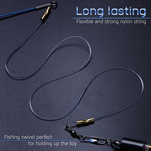 Petbaba Cat Wand, Interactive Feather Toy, 2 Pcs Wild Refill On Retractable Stick, Fun Catcher Teaser Exercising Your Kitten To Make Pet Happy In Blue #TOP5