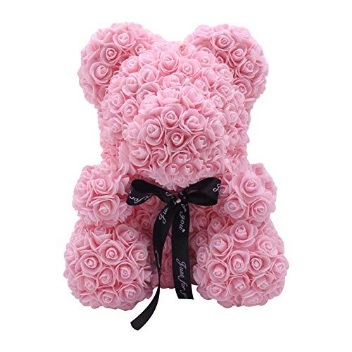 Yunhigh-uk Oso de Peluche Rosa Material de Espuma Oso de Flores Jabón de Rosa Inodoro Regalo para Mujer Fiesta de cumpleaños de San Valentín Decoración de la Boda Violeta Rojo Rosa Azul Blanco