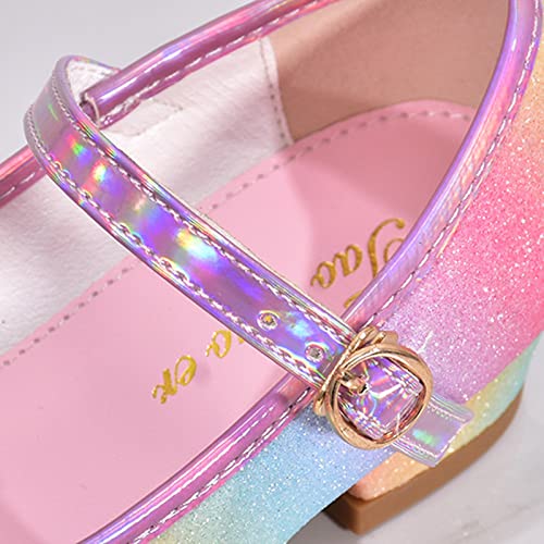 Colorful Bowknot Shiny Dress Shoes for Girls Kids Sparkly Ballet Flats Princess Rainbow School Wedding Party Shoes3