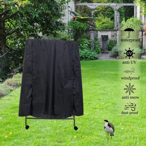 Image of J&C Large Bird Cage Cover 420D Bird Cage Covers Heavy Duty Birdcage Cover Waterproof Bird Cage Covers for Night Blackout Sunlight Patio Birdcage Covers
