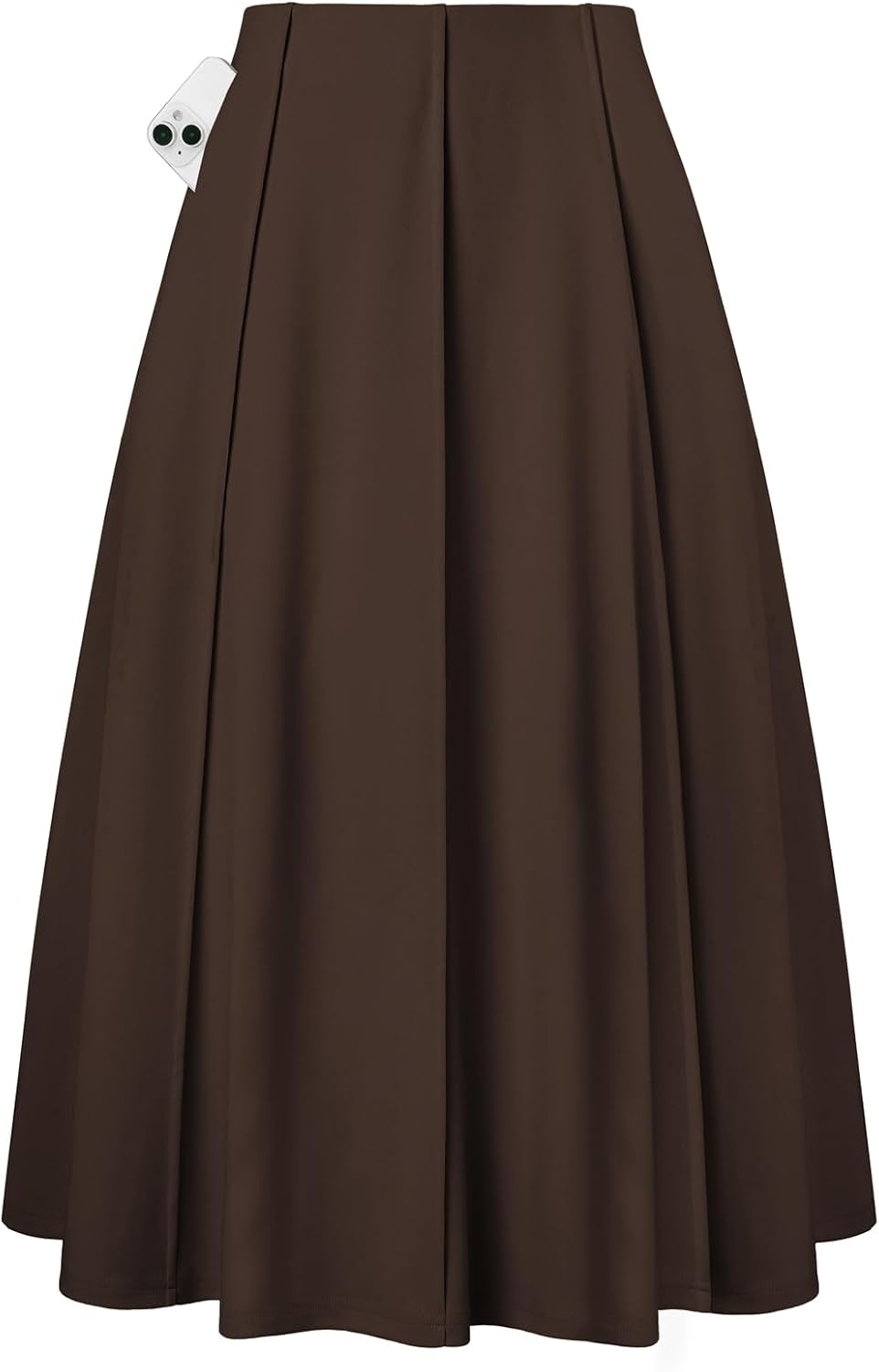 Kate Kasin Women's Pleated Midi Skirt 2025 Fall High Waisted Knee Length Flowy A Line Swing Casual Flared Skirts with Pockets