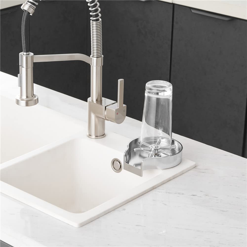 Cocina grifo bar fregadero taza botella de vidrio enjuague lavadora con 3 vías Tee válvula y conector manguera cromo