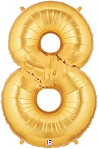 Globos con forma de números Burton & Burton, de color oro, de 40 pulgadas, 8, Dorado