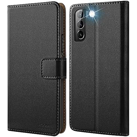 HOOMIL MagFlip Series Designed for Samsung Galaxy S22 Case, Premium Leather Flip Wallet Phone Case with Card Holder - Black Cover