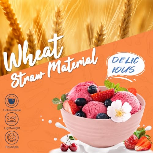 Image of Wheat Straw Dinnerware Sets for 4, 20 Piece Unbreakable Kids Dinnerware Set, Toddler Plates and Bowls Sets, Kitchen Plates and Bowls Set, Lightweight Dish Set for Travel Camping Party - Muted Pink