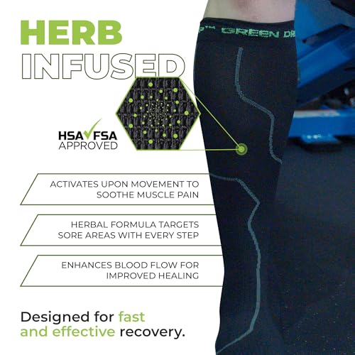 Image of Green Drop 2 Pair Herb-Infused Compression Socks for Men & Women Support