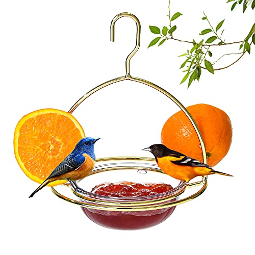Hanizi Metal Hanging Oriole Bird Feeder With Fruit Holder Removable Drink Plasic For Garden Patio Outside cover