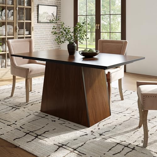 Moderna mesa de comedor de cocina de madera, mesa de bistró, no extraíble, mesa para 4-6 personas, salón, cocina, mesa de desayuno, comedor, color madera marrón, 138,5 x 80 x 75 cm