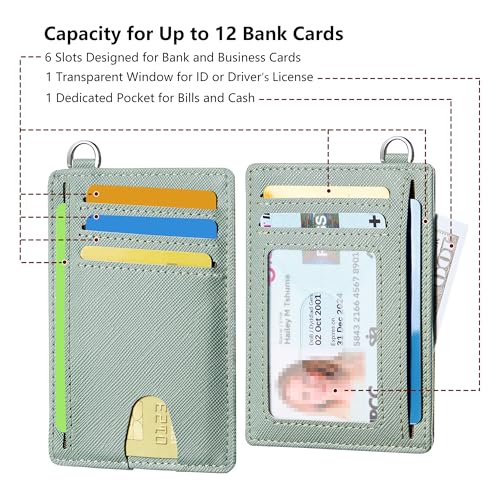 Image of Mayski Slim Wallet, Credit Card Holder for Women, Minimalist Front Pocket RFID Blocking Card Cases, Small Wallet Women Men(Cross Green)