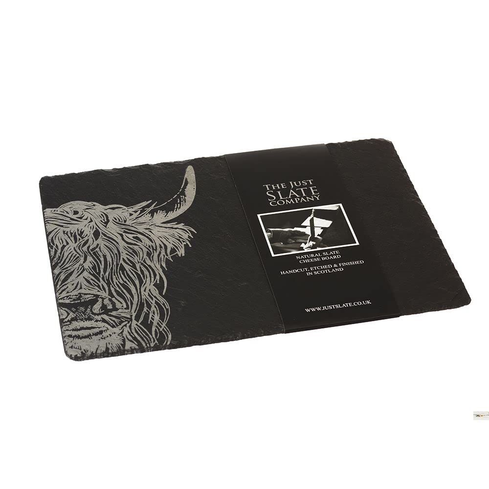 Just Slate JS/CB/R/HC Highland Cow Cheese Board, Black,35*25 centimeters