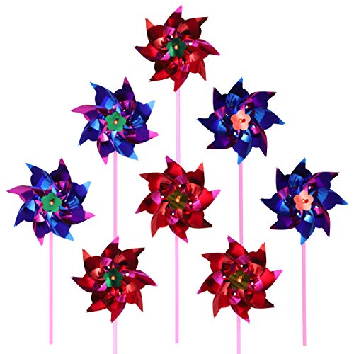 TOYANDONA 20pcs Plastic Rainbow Pinwheel, Lawn Pinwheels Party Windmill DIY Pinwheel for Kids Toy Garden Lawn Decor, Random Color