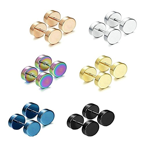 AnaZoz Joyería de Moda 6 Pares Acero Inoxidable Pendientes Redonda Pendientes Tamaño...