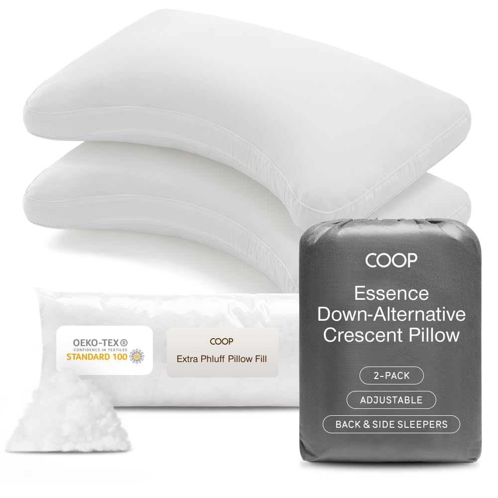Essence Crescent Down Alternative Pillow Set of 2, King Size, Adjustable, Plush & Breathable Pillow, Luxury Hotel Pillow for Side and Back Sleepers, Oeko-TEX Standard 100