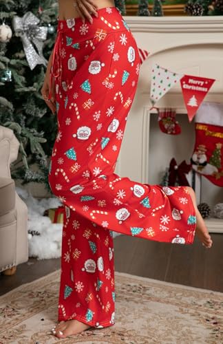 Image of Women Pajama Pants Comfy Lounge Wide Leg Casual Stretch Palazzo Drawstring Pj Bottoms Pants S-3XL