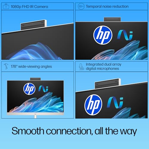 Image of HP AIO, 13th Gen Intel Core i3-1315U,(8GB DDR4,512GB SSD) 300 nits, Anti-Glare, 23.8inch(60.5cm) FHD, Win11, M365, Office24, Shell White, 5.27kg, FHD IR Camera w /Privacy Shutter, 24-cr0901in /cr0905in