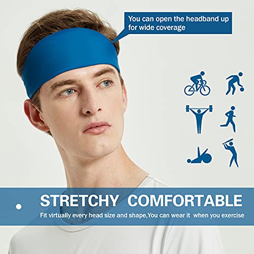 Pilamor Mens Sweatbands(5Pack), Headbands For Men And Women, Mens Headband For Running, Football, Yoga, Basketball,Thin And Absorbent Headbands (Black,Blue,Green,Gray,Darkgray) #TOP3