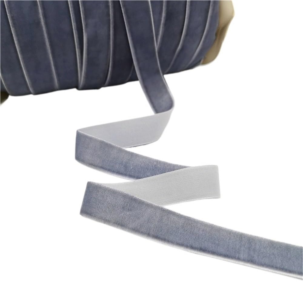 WEITINGKKK Ribbons for Gift Wrapping, Wedding Decor Ribbons 5 Yards Multicolor Velvet Ribbon 6-25mm Handmade Fringe Fabric(Grey,25mm)