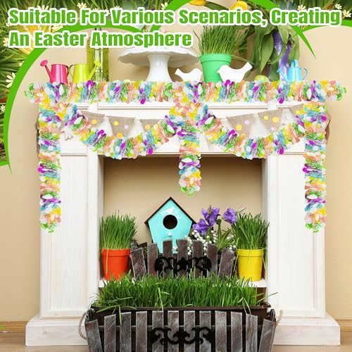 Image of 50FT Easter Tinsel Garland, Colorful Egg Tinsel Garland with Confetti, Twist Streamers for Tree Door Stairs Mantel Decoration, Hanging Oranment Party Supplies Outdoor Indoor Home Decor