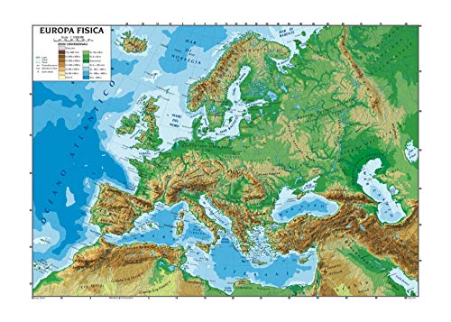 Carta Geografica Murale Europa 100x140 Scolastica Bifacciale Fisica E Politica 1 3.500.000