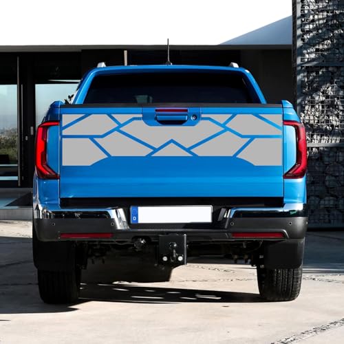 Image of 59 inch Racing Stripe Graphic Car Sticker for Truck Pickup Rear Decal Plaid Graphic Self-Adhesive Universal Decorative Sticker Trunk Lid Vinyl Car Decal Accessories(1PCS) (Gray)