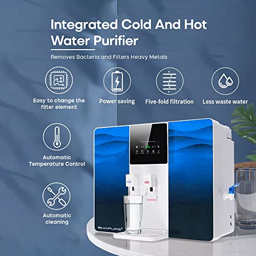 Image of Shapure Hot and Cold Water Purifier (3 in 1) 8L RO+CTO+GAC+PP Purification| 5 Stage Water Purification| Water Purifier for Home & Office Works Up to 3000 ppm TDS| Room Temp. Water Tap at Side (Blue)