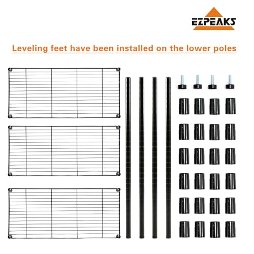 Image of EZPEAKS 2-Pack Storage Shelves, 3-Shelf Shelving Unit with 3-Shelf Liners, Adjustable Rack, 30''W x 14''D x 30''H Steel Wire Shelves, Shelving Units and Storage for Kitchen and Garage