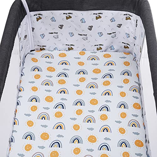 Image of Bassinet Sheet Set 4 Pack Snug Fitted Cradle Fitted Sheets, Stretchy Ultra Soft, for Oval Rectangle Hourglass Bassinet Mattress, Unisex Boy Girl, Sun /Forest Deer /Space /Dinosaur