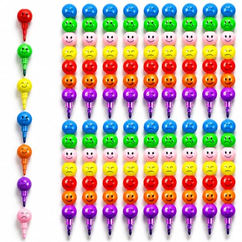 IEFFPIN 20 Pcs Stacking Crayons Rainbow Stackables Crayon Cute Mini Stacked Crayons for Drawing 7 Colors in One Coloring Art Drawing Craft Office Home Supplies
