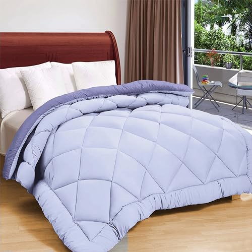 Image of HOMEKART Microfibre All Season /AC /Summer Solid Reversible Double Bed Comforter Blanket | Quilt | Dohar | Rajaai | Duvets - (220 GSM, Grayish Blue)
