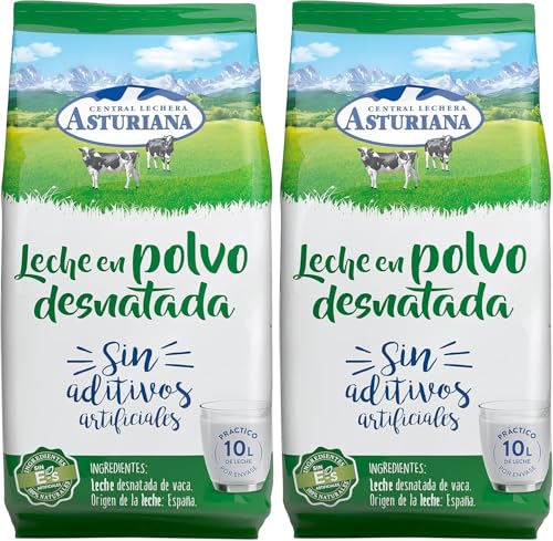 Pack 2 Bolsas (2 kg) – Central Lechera Asturiana Leche en Polvo Desnatada 1 kg – 100% Leche de Vaca – Rica en Proteínas y Calcio – Fácil Disolución