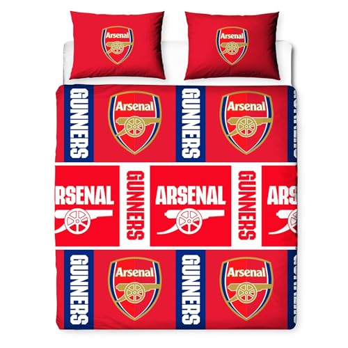 Character World Arsenal FC Duvet Cover Bed Set Official Reversible Bedding Polycotton Gunners Crest Emblem Design Double