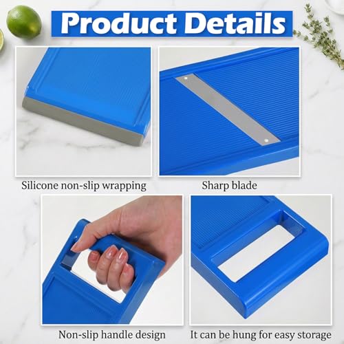 Mandolina manual azul para vegetales 27.4cm miniatura 3