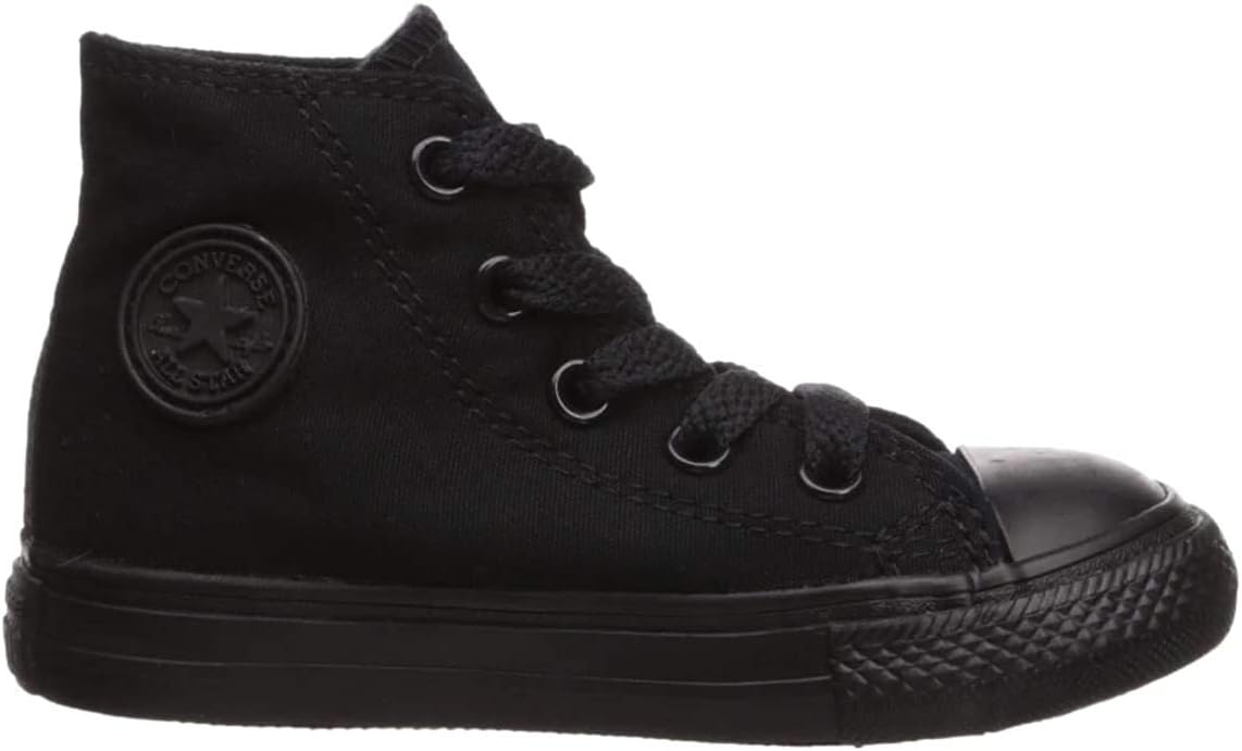 Converse Kids' Chuck Taylor All Star Canvas High Top Sneaker, Black Monochrome, 4 M US Toddler