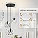 ROCUNSI 3-Light Pendant Light Fixtures, Farmhouse Hanging Pendant Lighting, Dining Room Chandelier, Industrial Kitchen Island Hanging Light Fixture, Black Metal Cage Pendant Ceiling Lamp for Kitchen