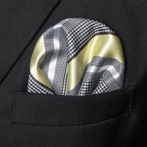 Image of JEMYGINS Mens Striped Tie and Lapel Pin Necktie Pocket Square and Tie Clip Sets for Business Casual 4PCS