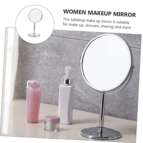 Espejo de maquillaje doble vista de mesa 10x aumento plateado miniatura 2