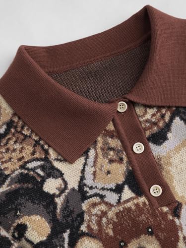 CIDER Polo Position Bear Button Knitted Long Sleeve Sweater2