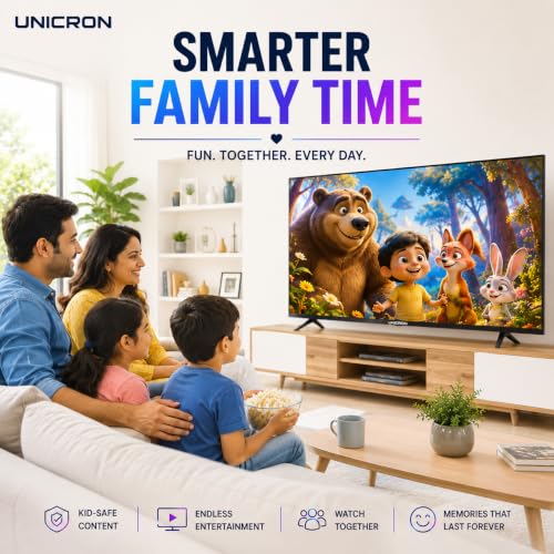 Image of UNICRON TE 32 Inch Android Smart TV, HD Ready LED Television for Home, Gaming, Office with WiFi, 30W Sound with Premium Frameless Design, Built in Apps