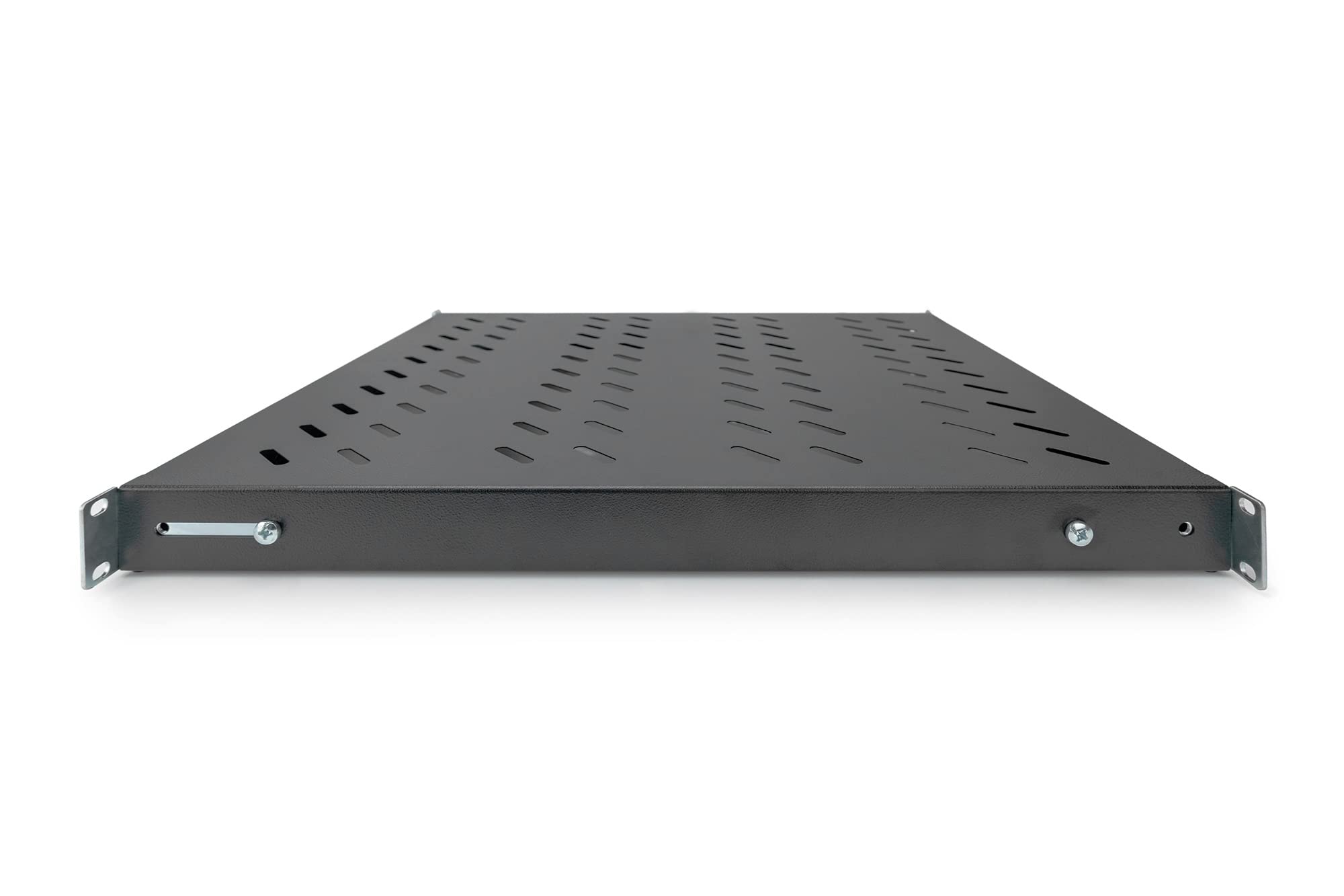 DIGITUS Estante - Profundidad variable - Para instalación fija - 19 pulgadas - 1U - Capacidad de carga 50 kg - Para armarios de red y servidores - A partir de 800 mm de profundidad de armario - Negro