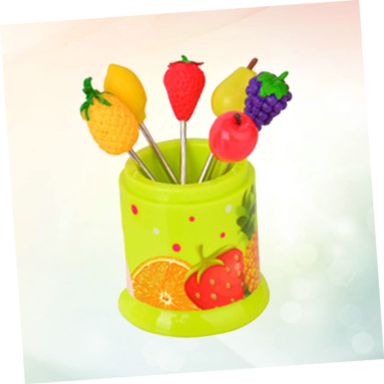 COLLBATH 6-piece Stainless Steel Fruit Forks Set Fun Cute Silverware for Party Dessert Snack Decorations Random Style