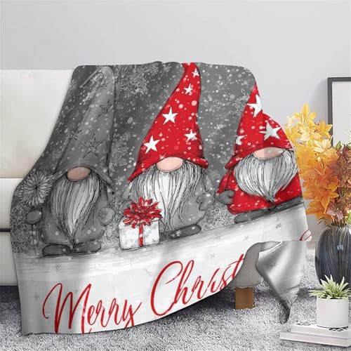 Fini le froid avec la couverture Noël gnomes polaire microfibre grand format