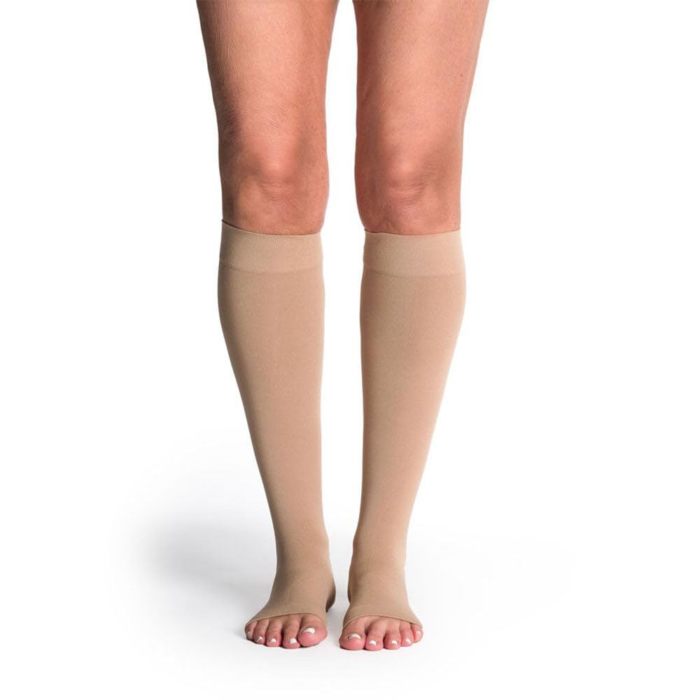 SIGVARIS Women’s Style Soft Opaque 840 Open Toe Calf-High Socks 20-30mmHg