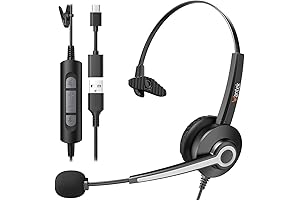 Monaural Corded USB Headset with Noise Cancelling Microphone