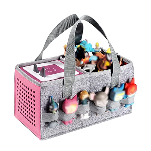 ShangPinFeiLi Tonies Carrying Case-Tonies Storage Compatible with Toniebox Starter and Tonies Figures,Home Outdoor Hand Bag for Tonies Audio Player (Pink)