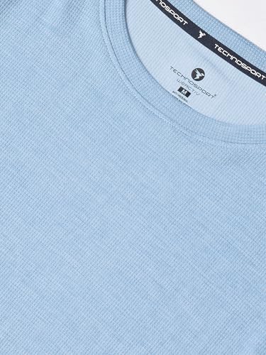 Image of TECHNOSPORT Women Relaxed Fit Cubic Melange Round Neck T-Shirt | Quick Dry Polyester Casual Tee with UPF 50+ UV Protection, Anti-Microbial & Double Cool Technology