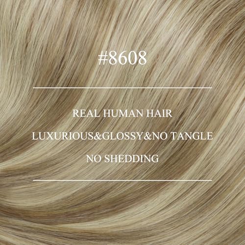 Image of YoungSee Nano Ring Hair Extensions Brown Balayage Nano Hair Extensions Human Hair Light Brown with Platinum Blonde 24 Inch Nano-Loop Remy Hair Cold Fusion 50g 50 Strands for Date Nights