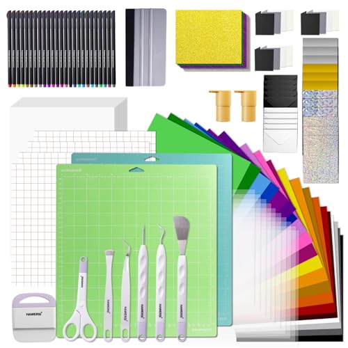 Ultimate Accessories and Supplies Bundle for Cricut Maker 4,3 and All Explore Air 5,4 with Adhesive Vinyl,Card Kit,Weeding Tools,All-in-1 Craft Starter Kit for Crafting Projects