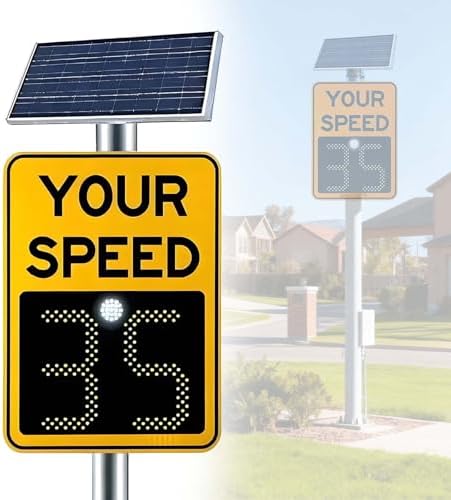 Portable Solar Speed Display Sign - IP65 Radar Feedback Traffic Sign with Flashing Light for Neighborhoods, Enhance Driver Speed Awareness & Safety - 600x600mm