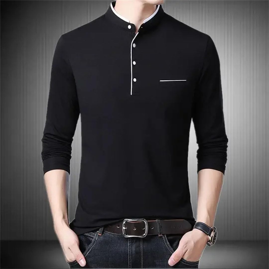 Camiseta polo para hombre, 100% algodón, sudadera de manga larga para hombre